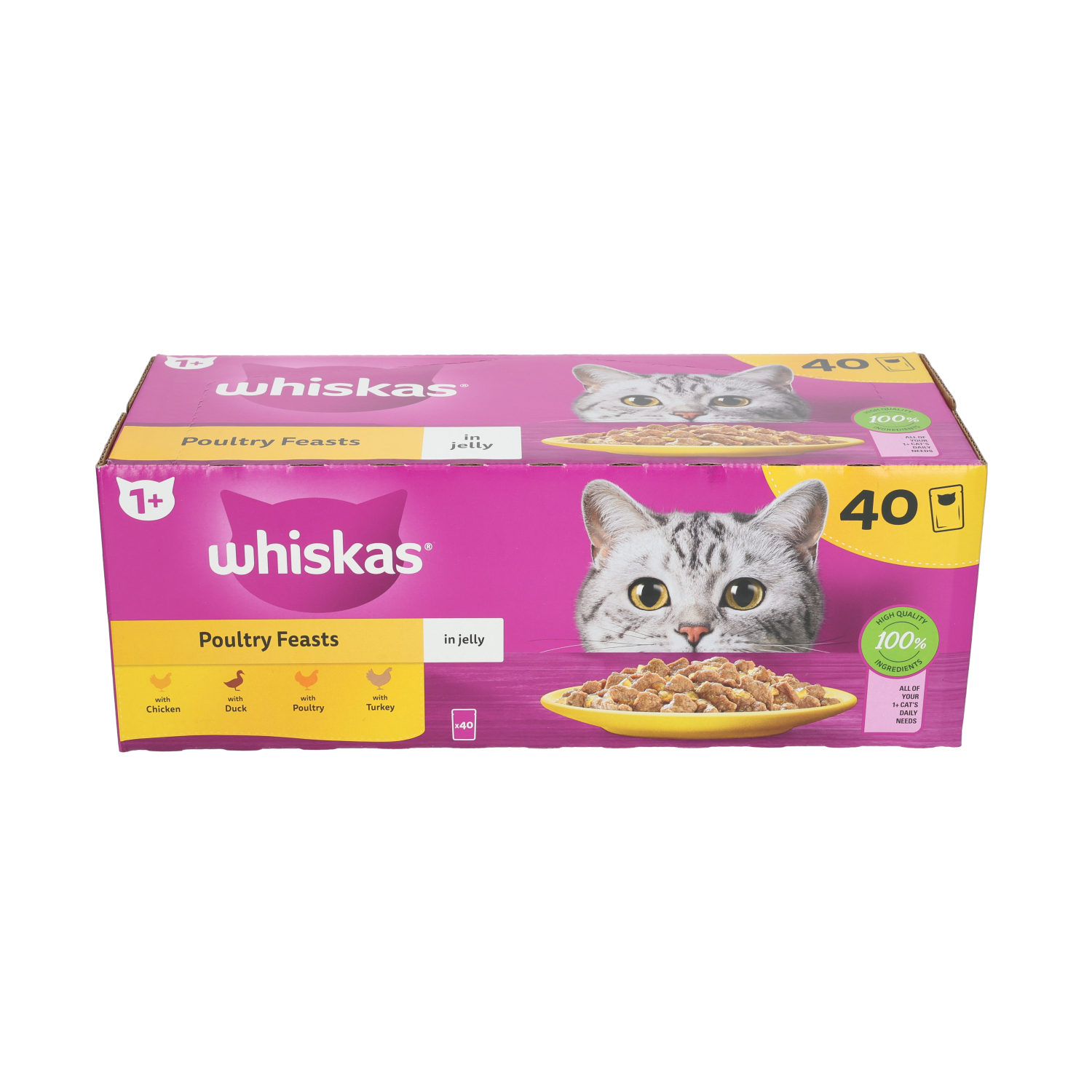 Whiskas Poultry Feasts in Jelly 1+ Adult Wet Cat Food Pouches, 40 x 85g