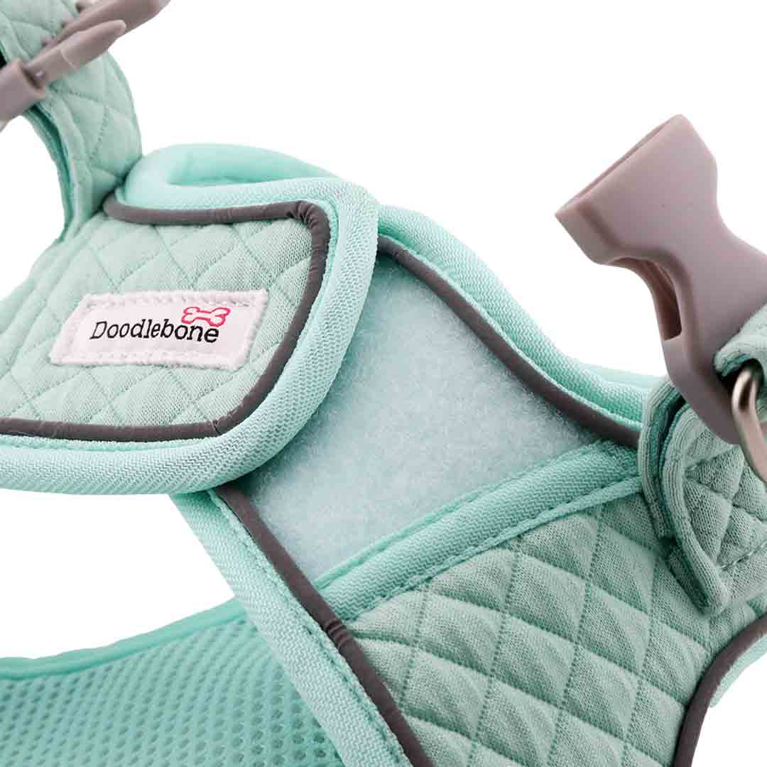 Doodlebone Snappy Mint Quilt Dog Harness 3