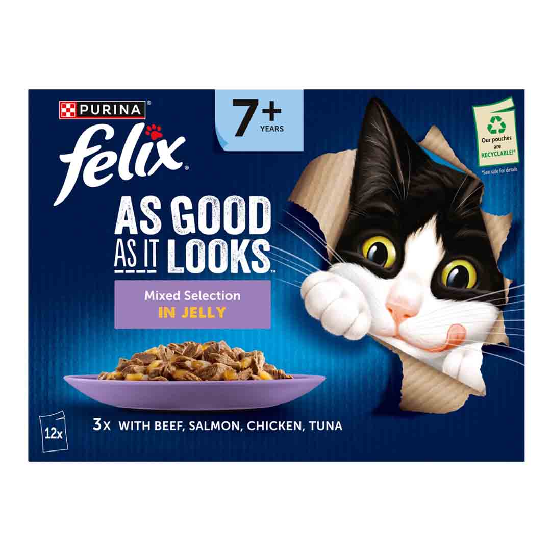 FELIX As Good As it Looks Senior 7+ Mixed in Jelly Wet Cat Food 12x85g