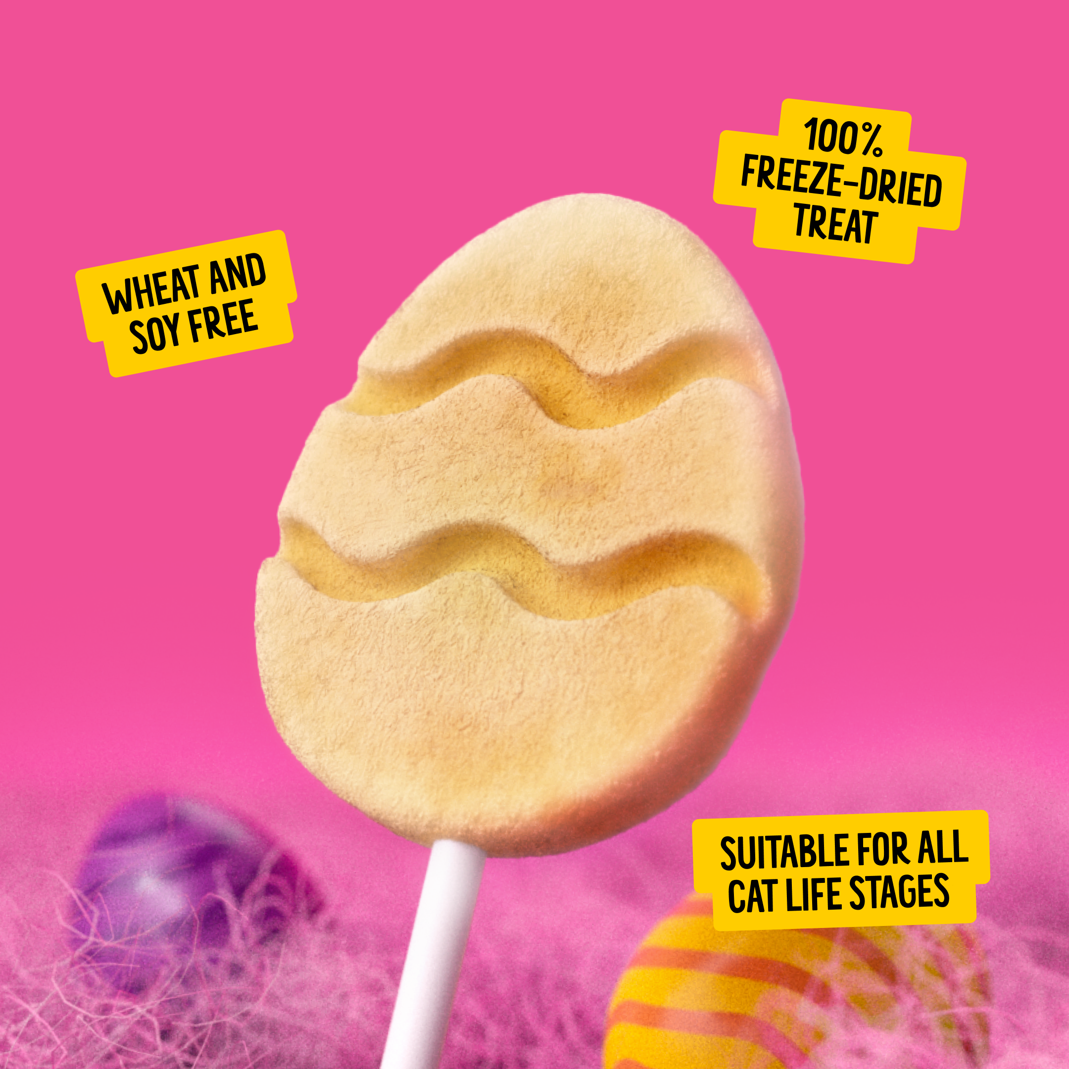 BONKERS Purrpops, Easter Edition Freeze Dried Chicken Flavoured Lollipop Cat Treats, 5 Pieces