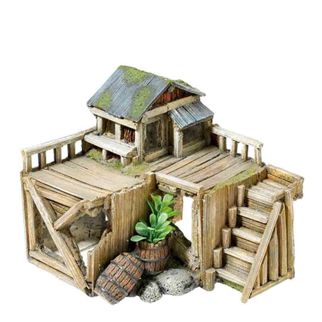 Classic Wooden House-Plants Aquarium Decoration