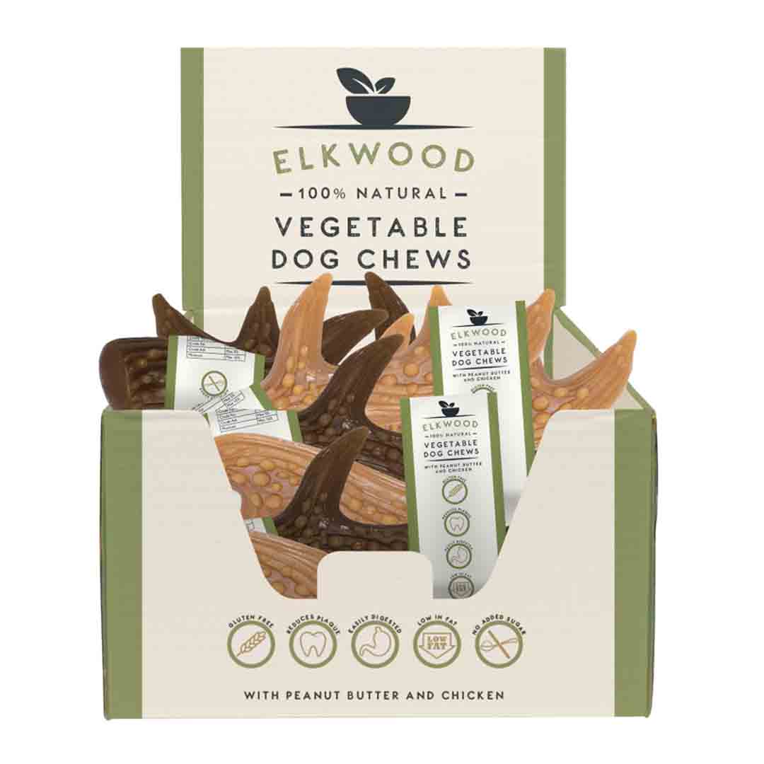 Elkwood Vegetable Antler Dental Chews, Dog Treat, Medium