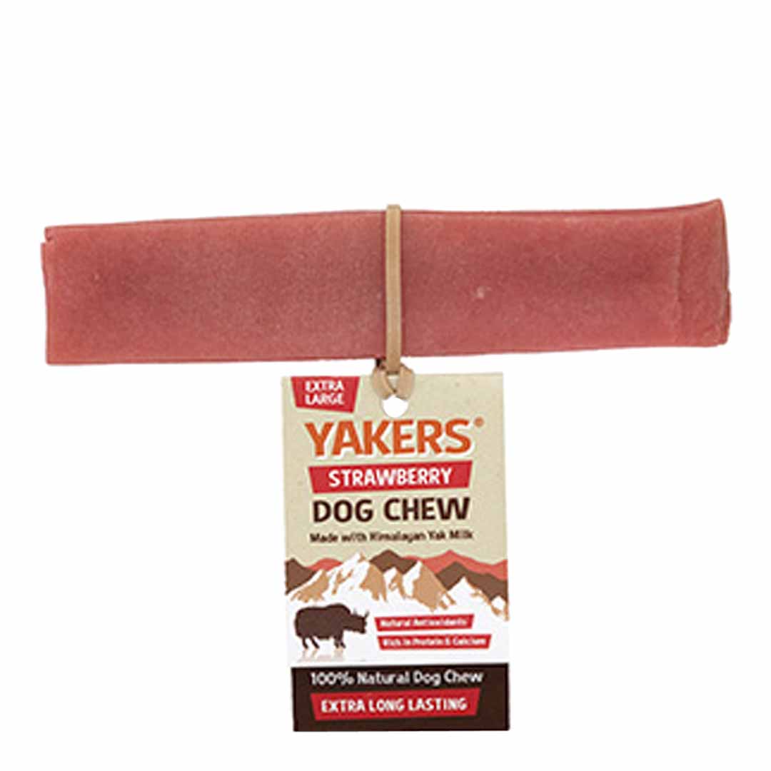 Yakers Strawberry Dog Chew Treat, Large
