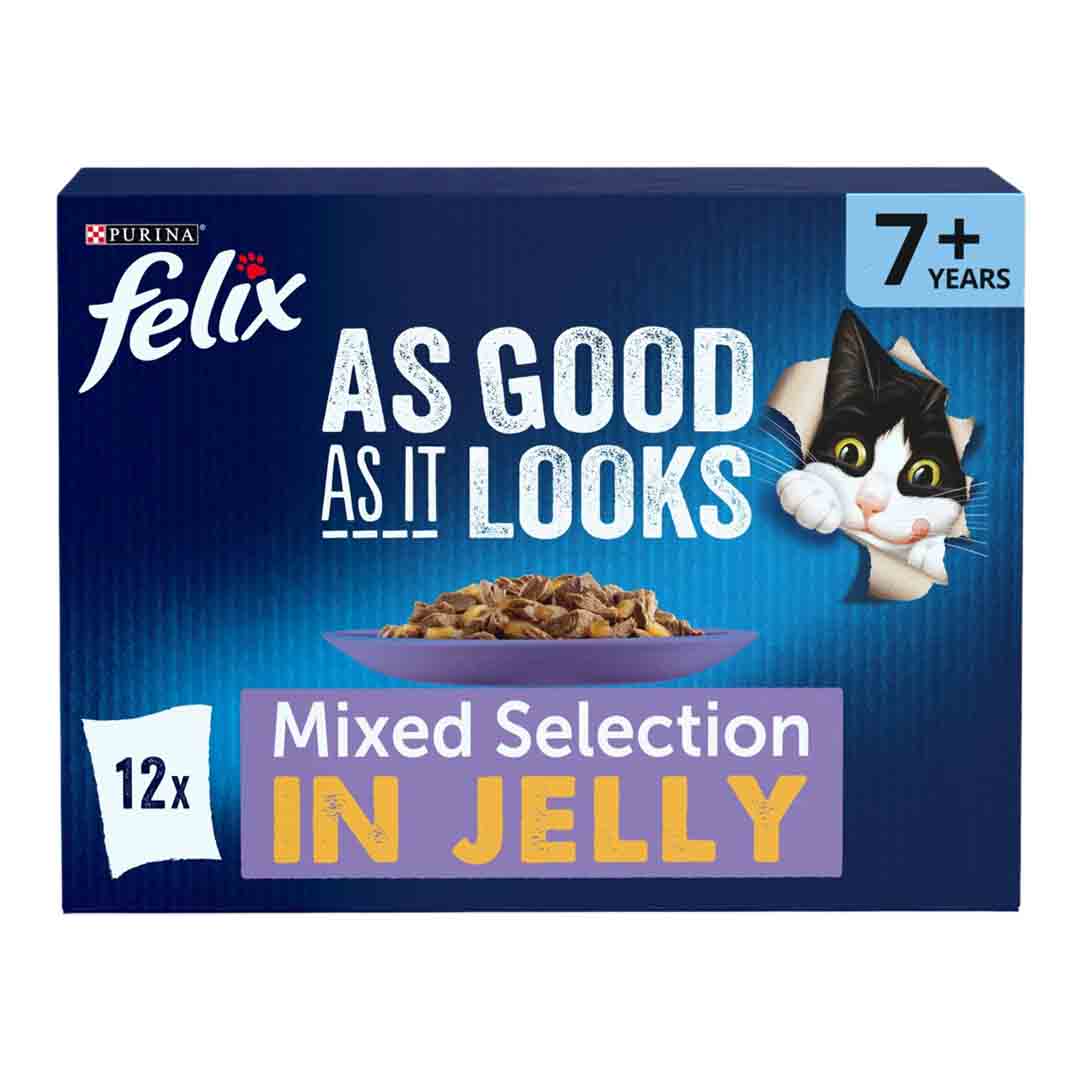 FELIX As Good As it Looks Senior 7+ Mixed in Jelly Wet Cat Food 12x85g