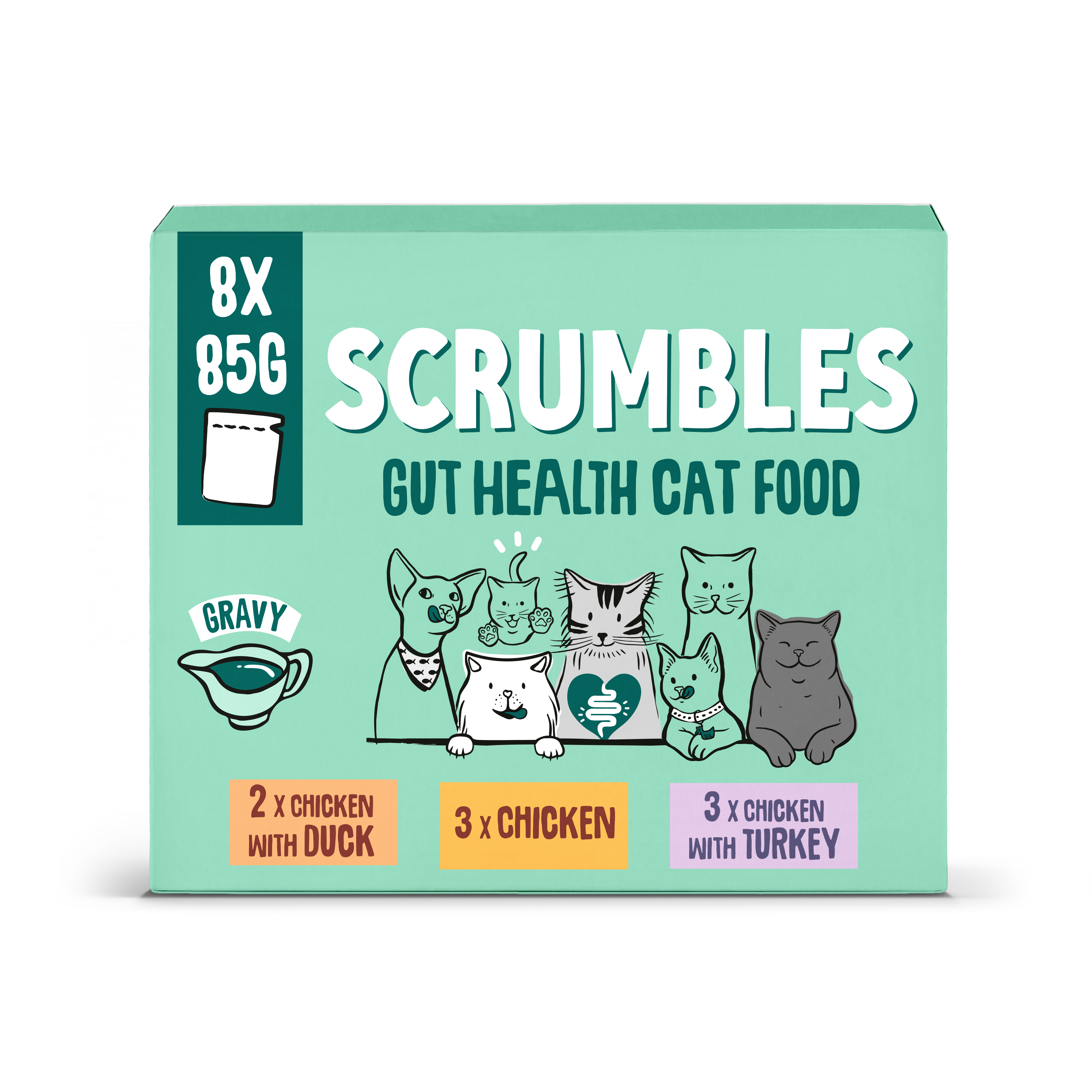 Scrumbles Grain Free Wet Cat Gravy Recyclable Pouch Selection 8x85g