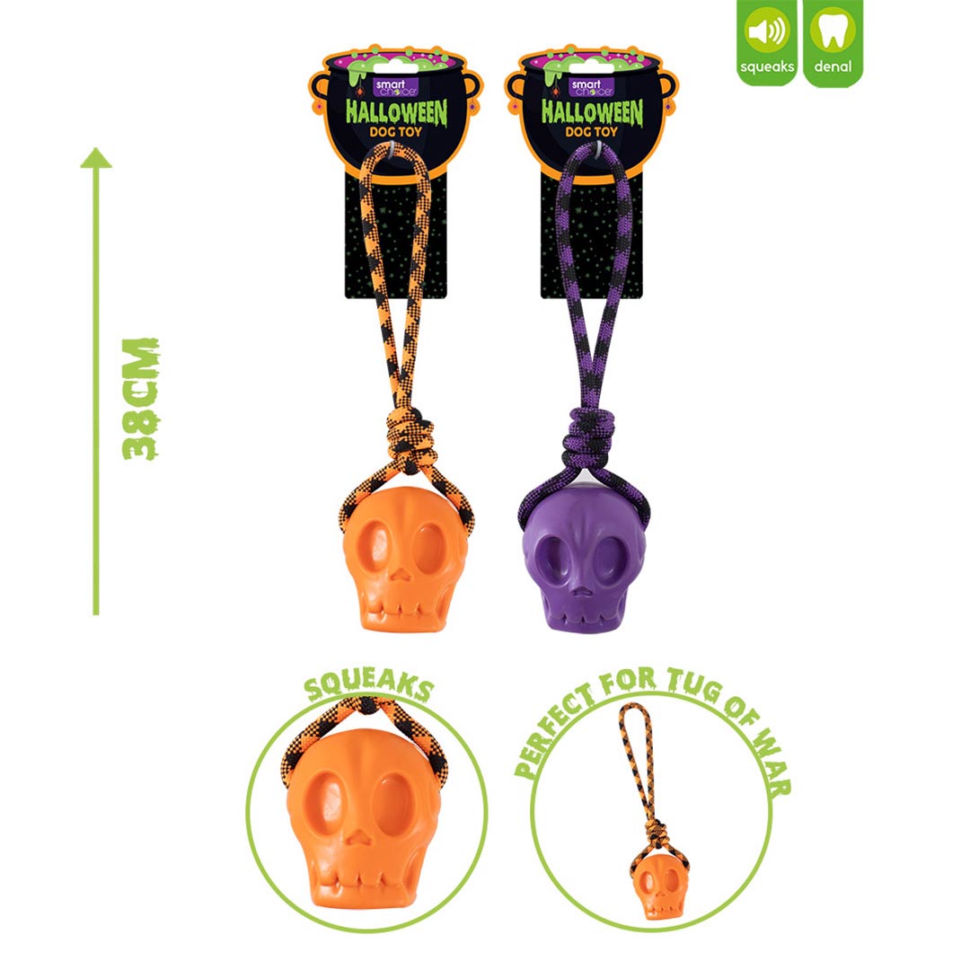Jollyes Pets Halloween Skull Rope Dog Toy