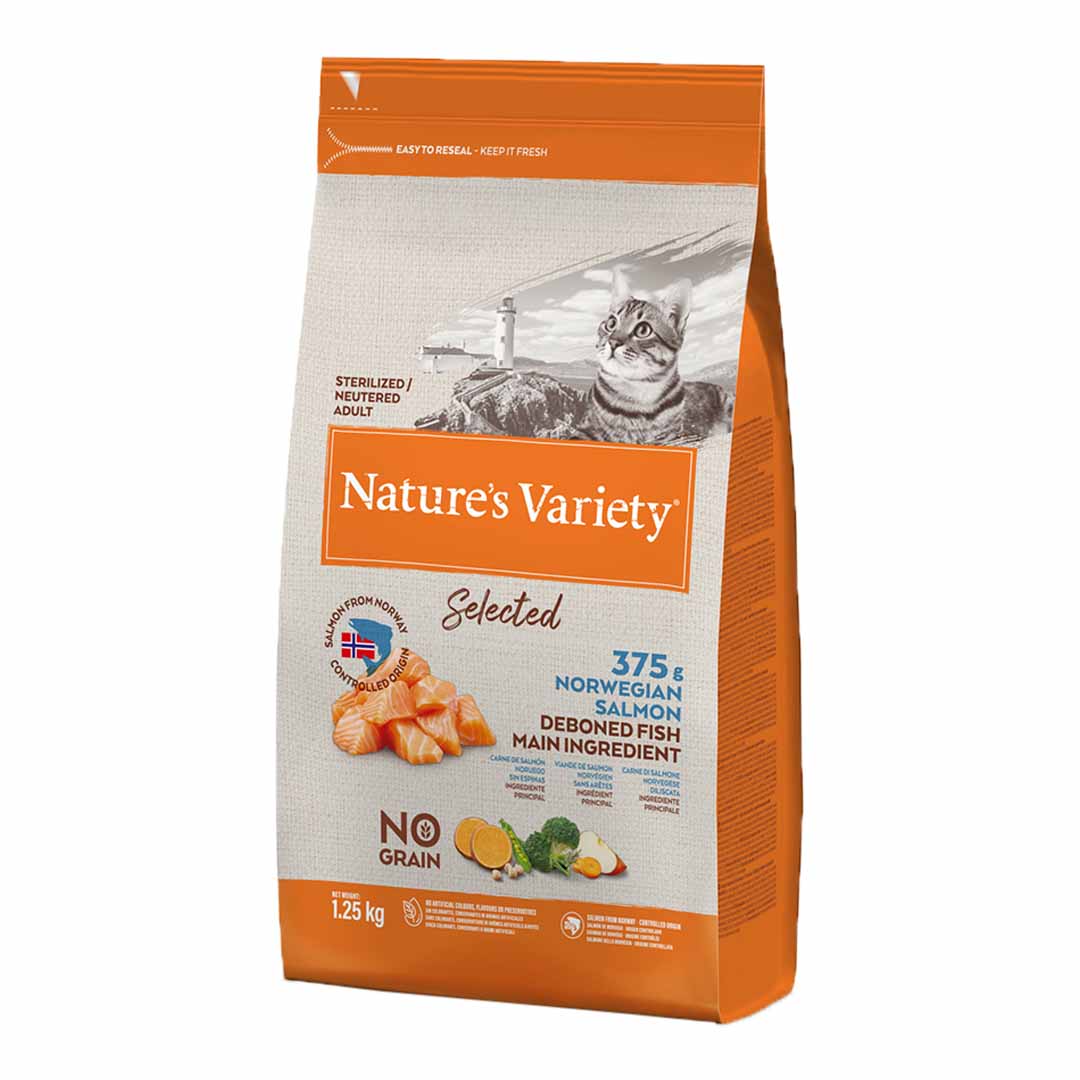 Nature's Variety Selected Dry Adult Sterilised Cat Norwegian Salmon Cat Food 1.25kg