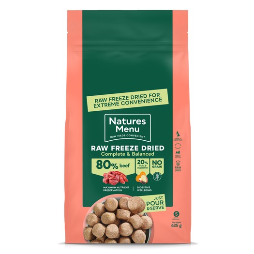 Natures Menu Freeze Dried Beef Nuggets Raw Dog Food 625g