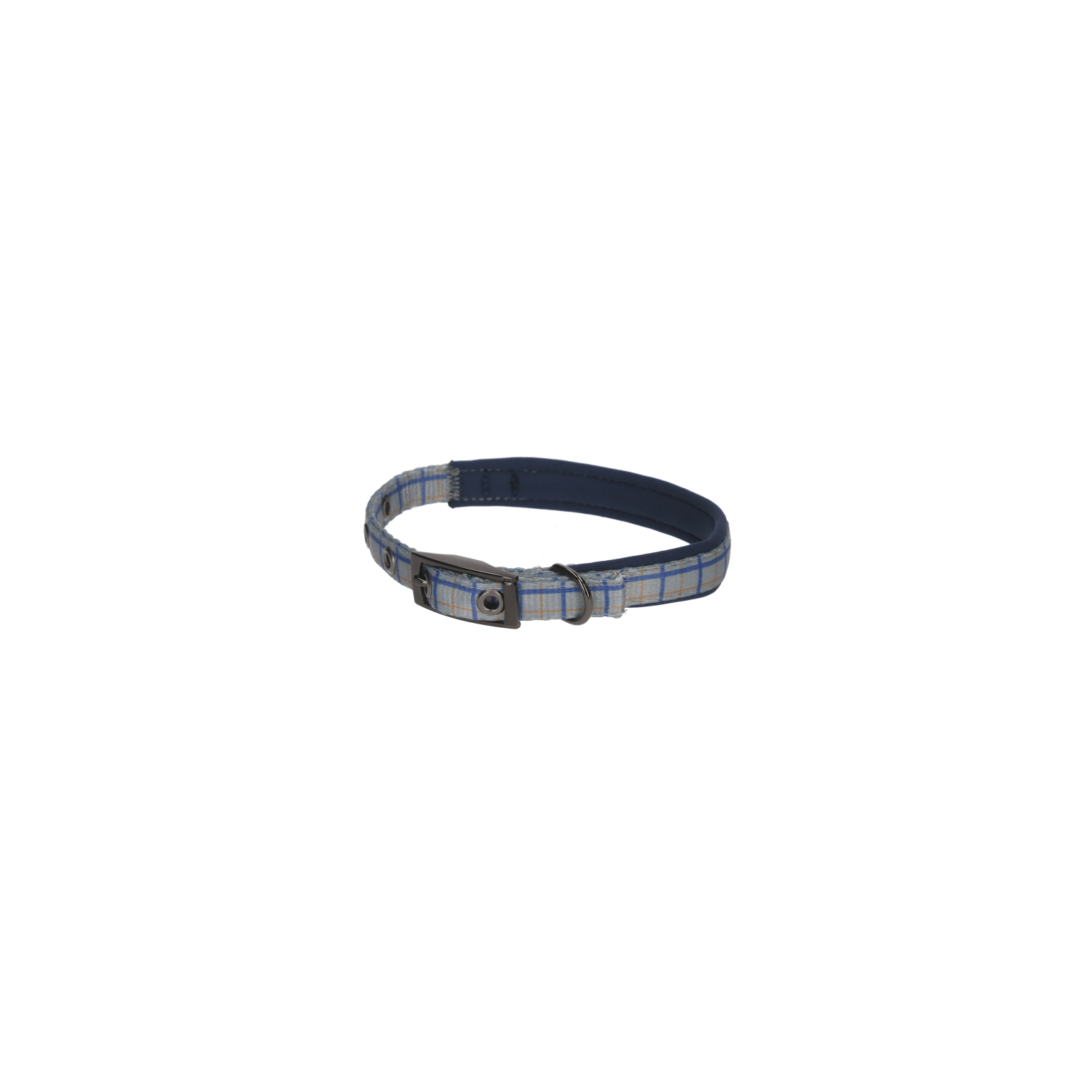 Rufus & Rosie Padded Check Dog Collar, Small, Grey