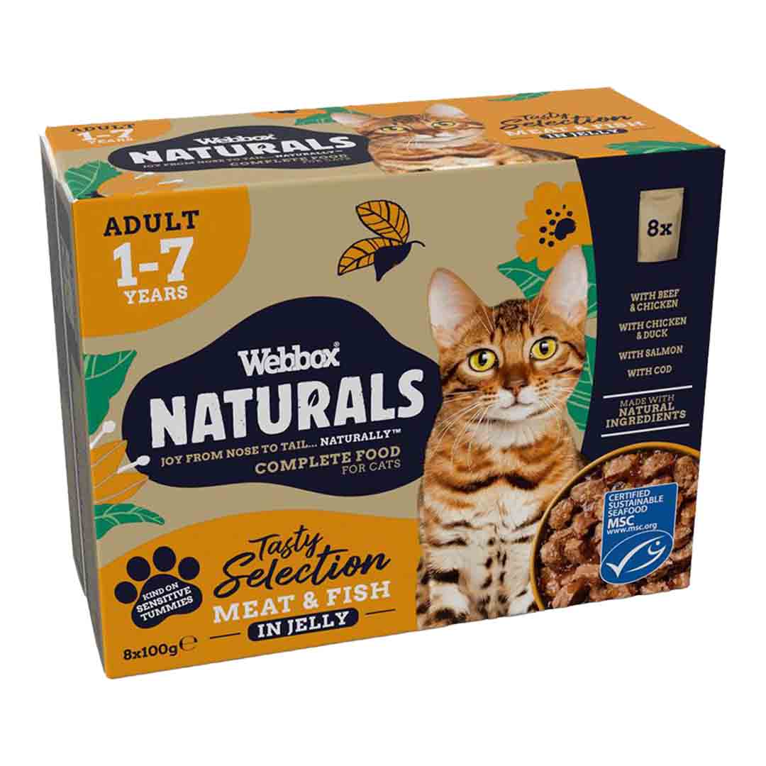 Webbox Naturals Cat Food Mixed in Jelly Selection 8x100g 