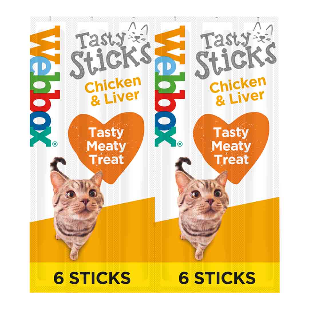 Webbox Cats Delight Tasty Sticks Chicken & Liver, Cat Treats, 6 Pack