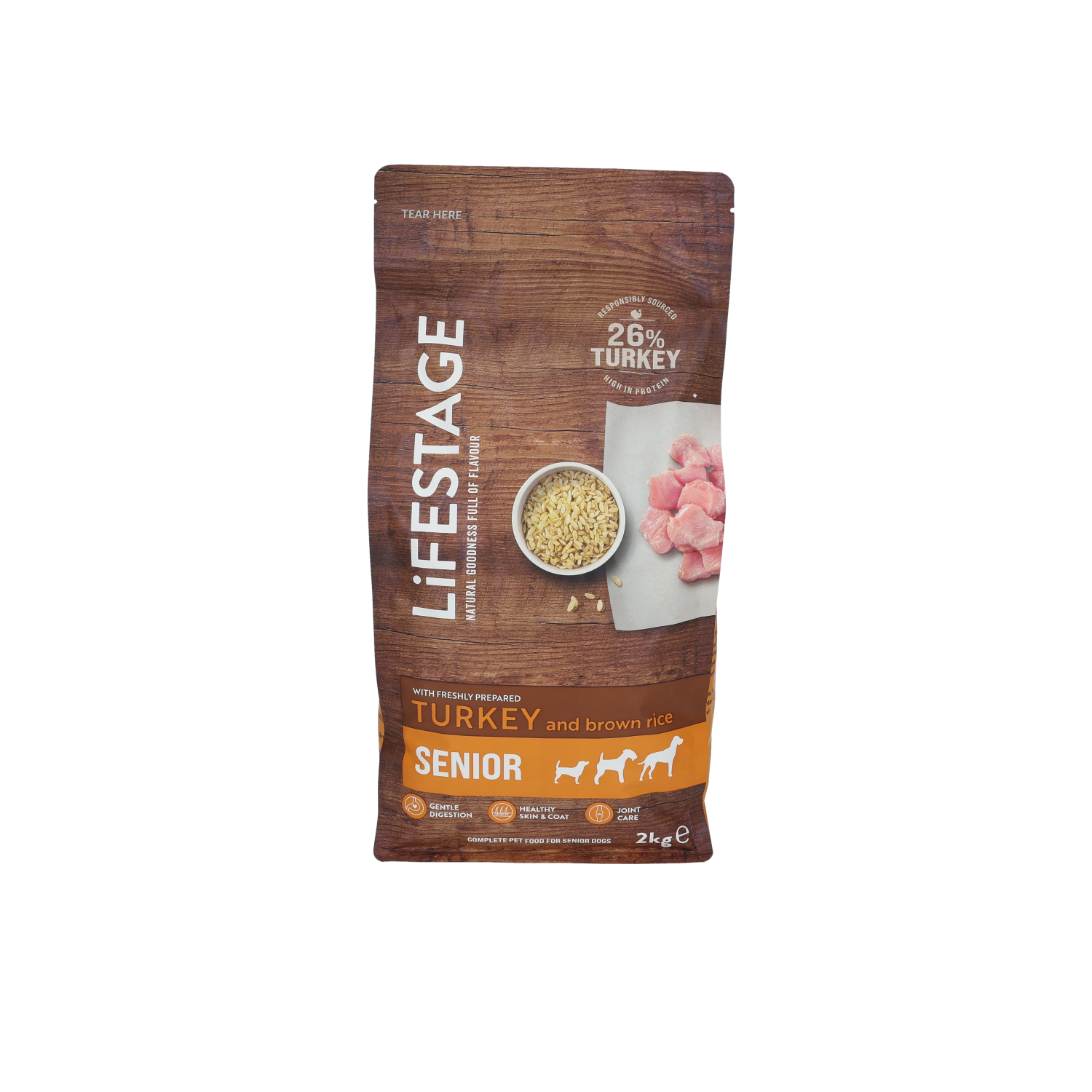 Lifestage Senior Dog Food, Turkey & Brown Rice, 2Kg