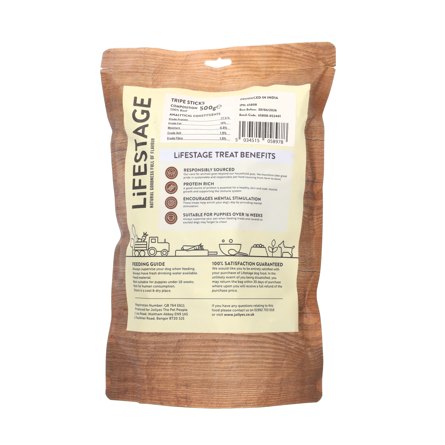 Lifestage Pre-Pack Tripe Sticks Dog Treats 500g