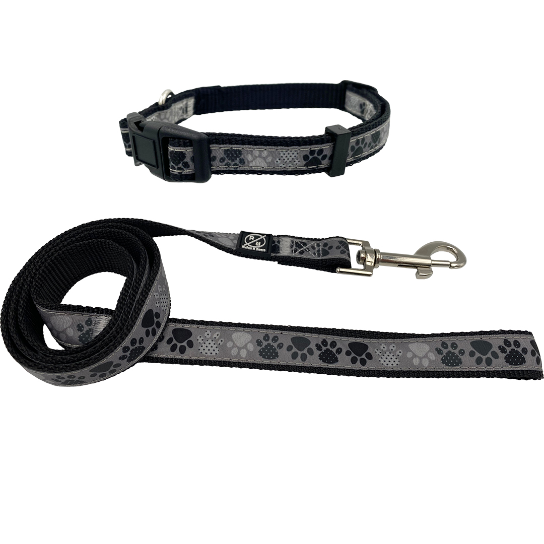 Hem & Boo Paws Dog Collar and Lead Matching Set
