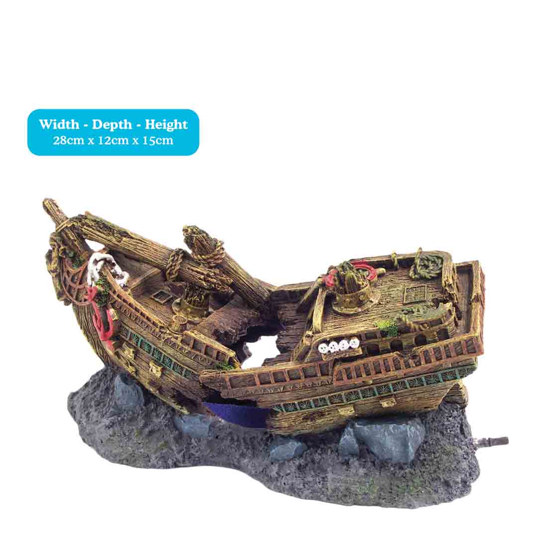 Shipwreck Bubbler Fish Tank Decoration