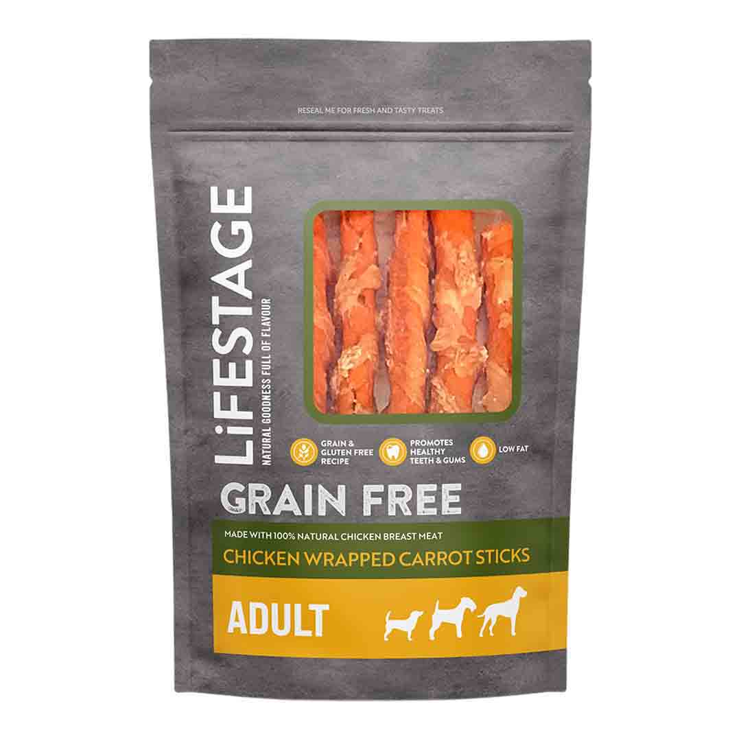 Lifestage Chicken Wrapped Carrot Sticks Dog Treat 100g
