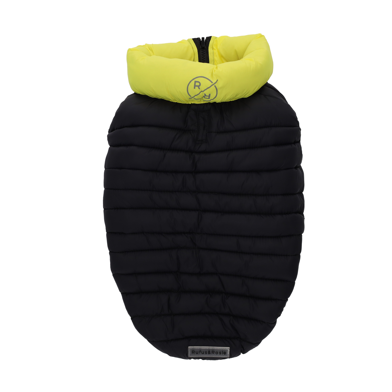 Rufus & Rosie Yellow & Black Dog Puffer Jacket, M+