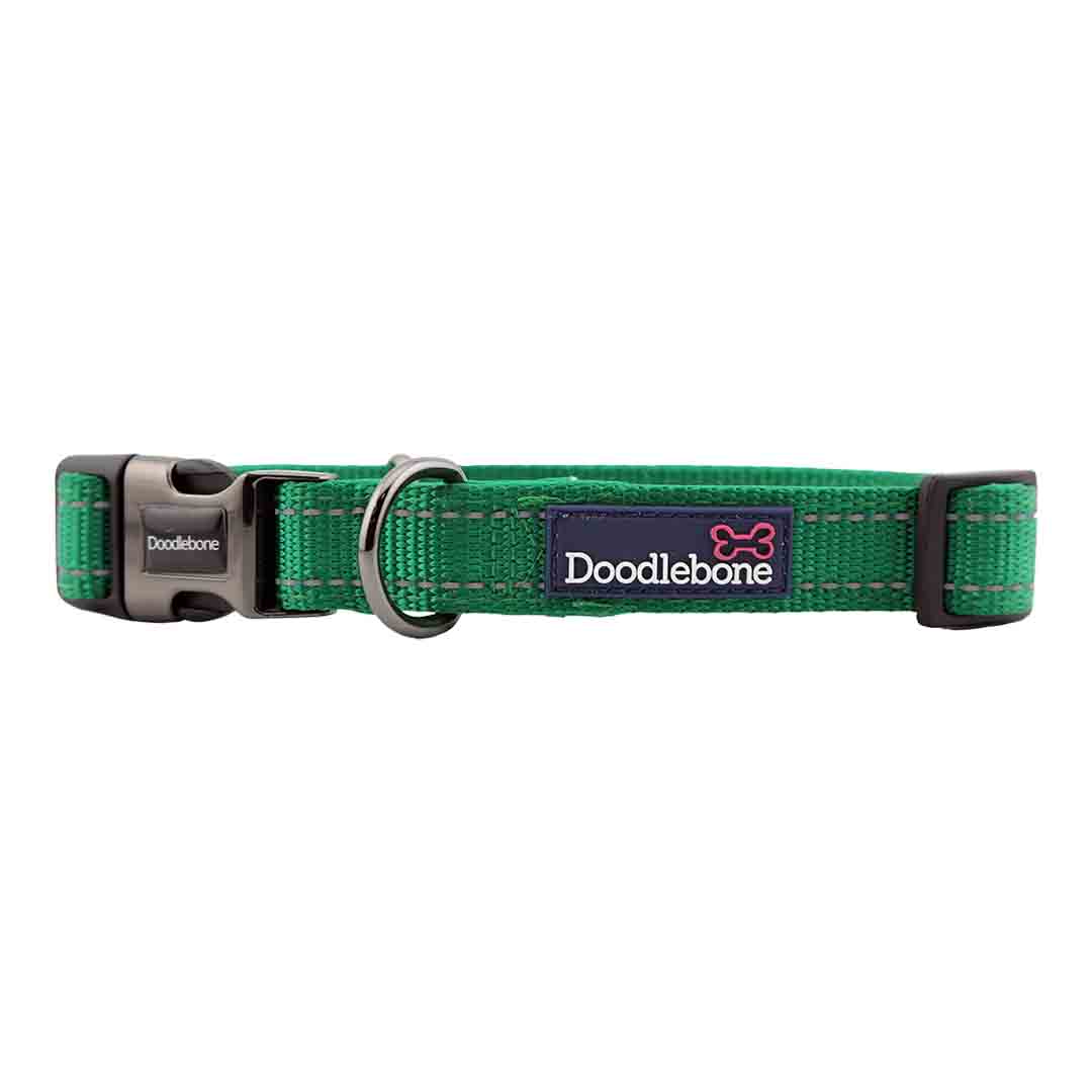 Doodlebone Trendy Tails Padded Dog Collar Green 6-11