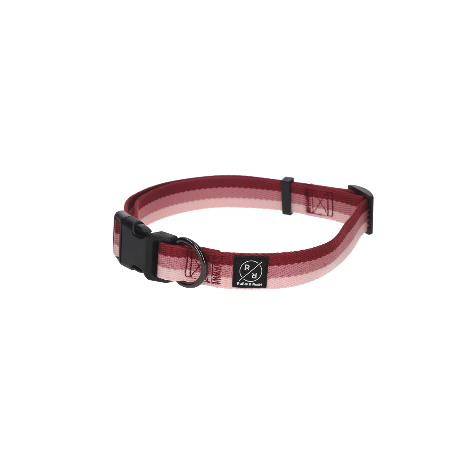 Rufus & Rosie Pink Striped Padded Dog Collar, Medium
