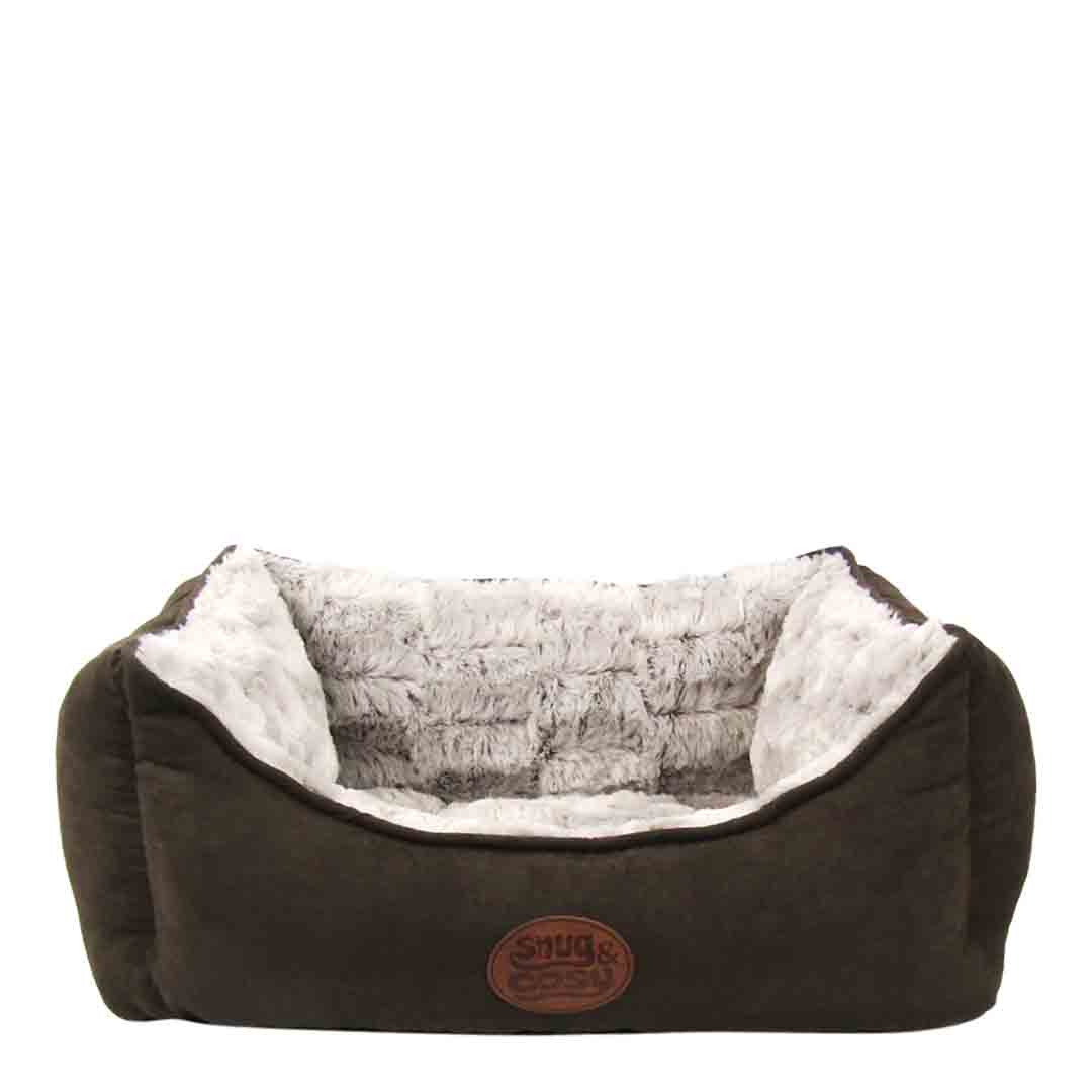 Snug & Cosy Novara Brown Rectangular Dog Bed, 25 inch