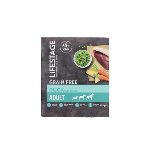 Lifestage Grain Free Adult Duck And Potato Dog Food 395g