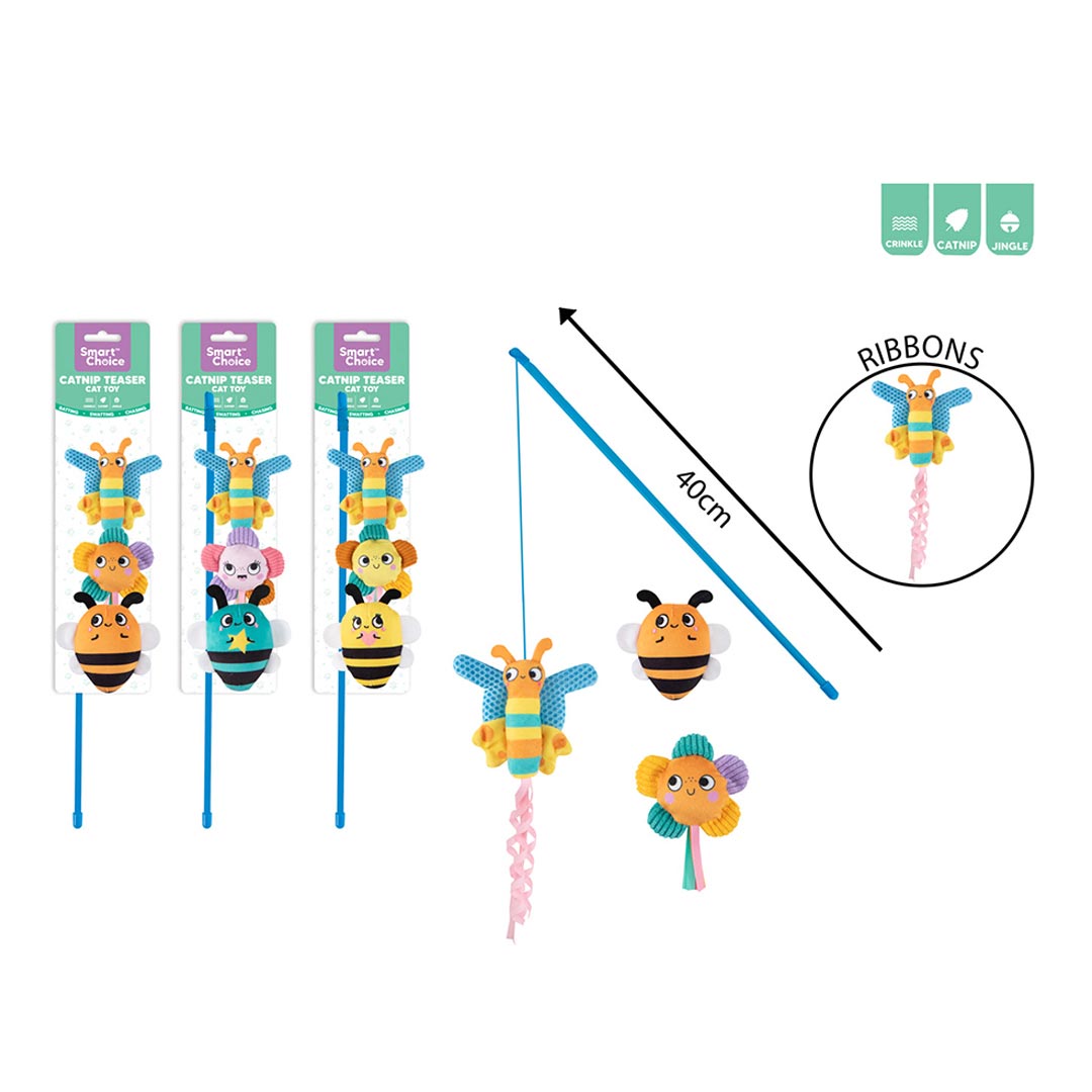 Smart Choice Plush Butterfly Cat Teaser Toys 3 Pack