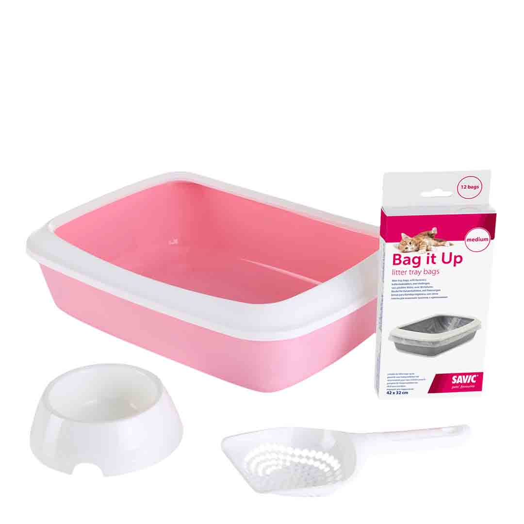 Savic Iriz Kitten Litter Starter Kit Pink & White