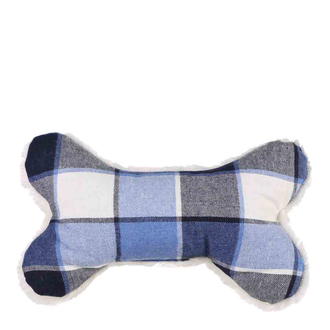 Dream Paws Blue Check Pet Bundle Bed with Blanket & Toy