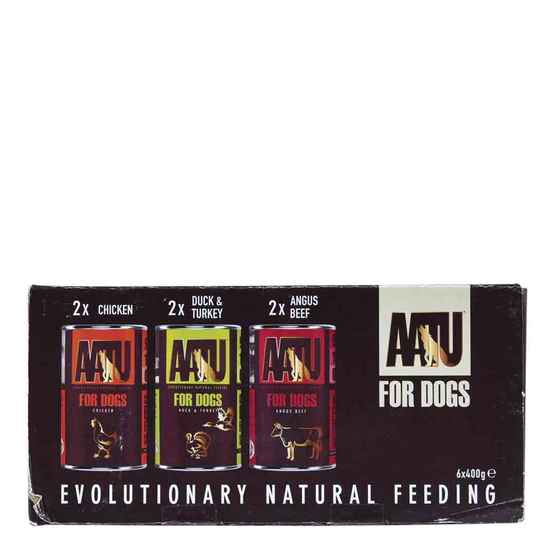 Aatu Adult Variety Wet Dog Food Tins 6x400g