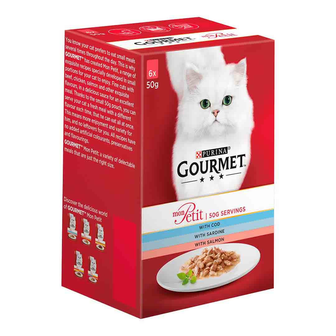 Gourmet Mon Petit Ocean Variety Luxury Wet Cat Food Pouch 6x50g
