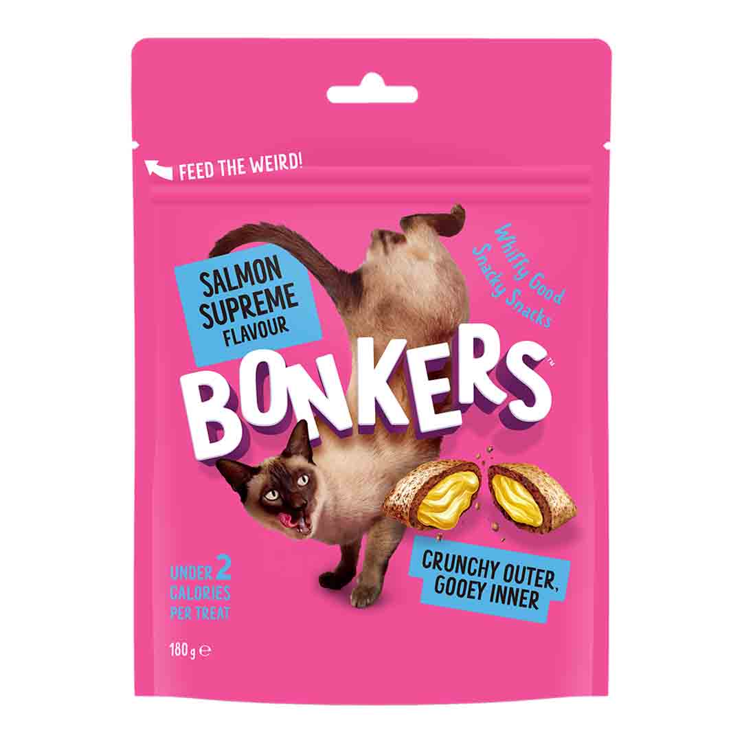 Bonkers Cat Bites, Salmon Supreme Flavoured Cat Treats 180g
