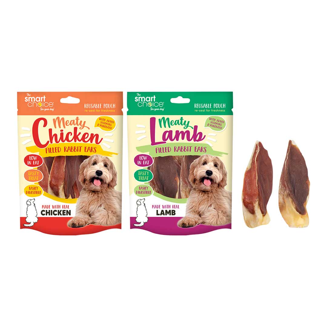 Smart Choice Chicken & Lamb Coated Rabbit Ears Dog Treats 4 Pack