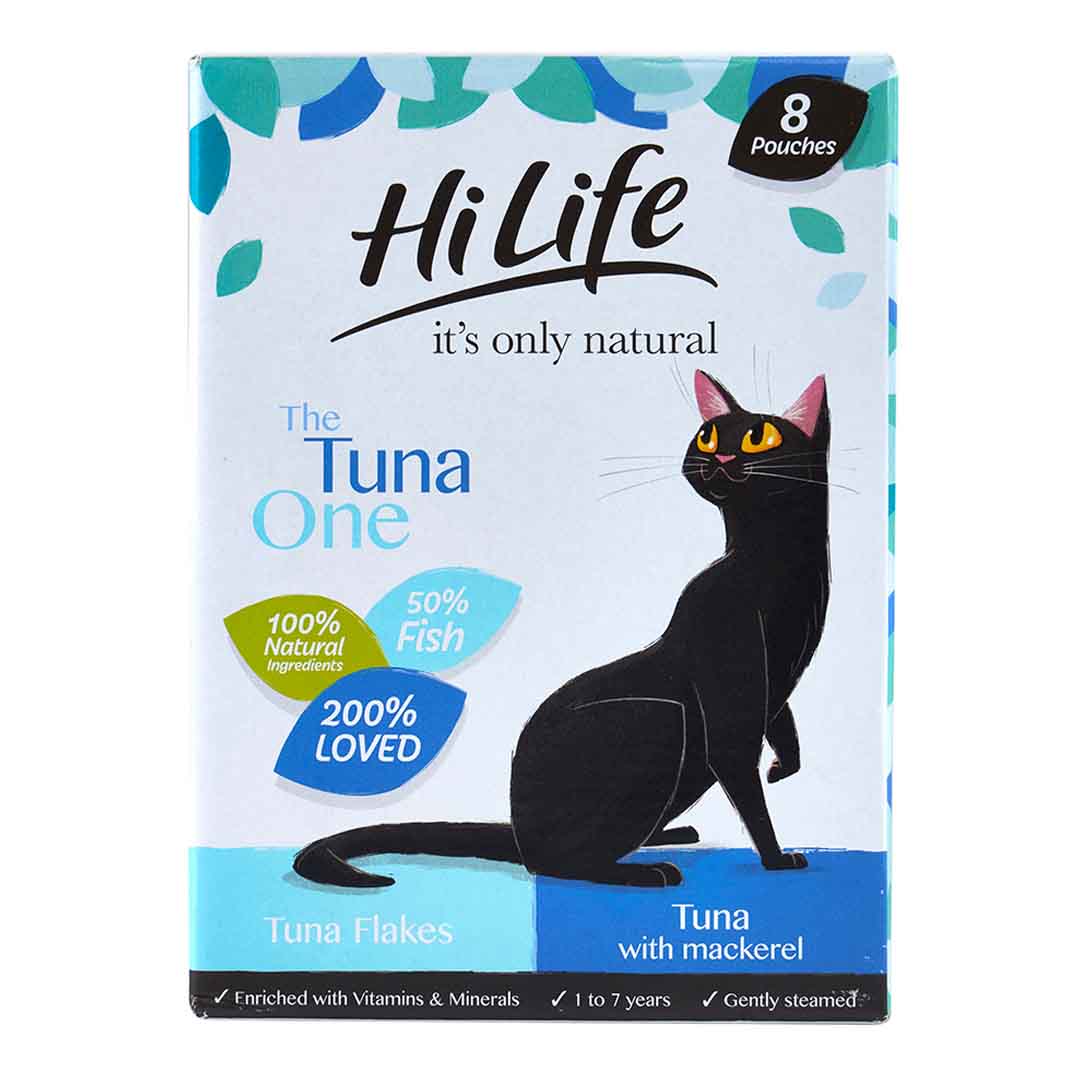HiLife It's Only Natural Cat Food Pouch Multipack The Tuna One In Jelly 8x70g