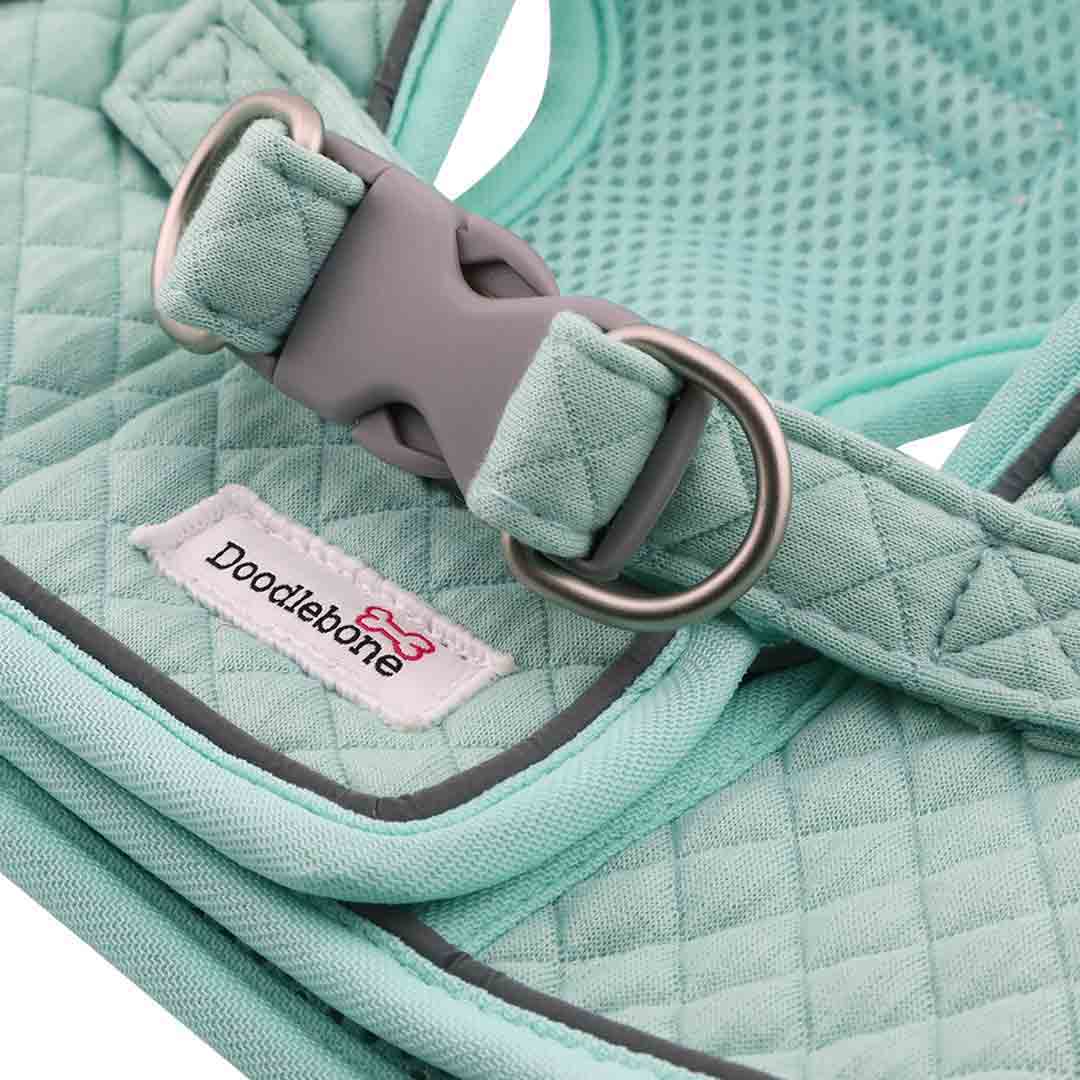 Doodlebone Snappy Mint Quilt Dog Harness 3