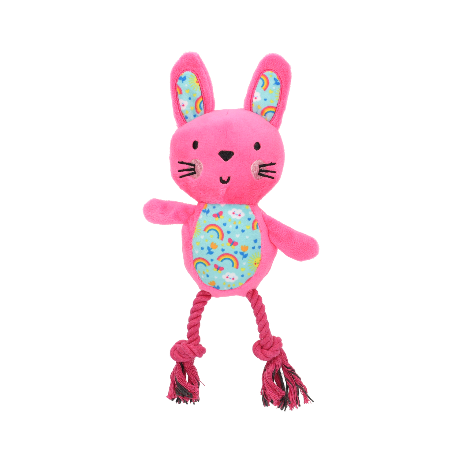 Rufus & Rosie Squeaky Plush Rope Leg Puppy Toy