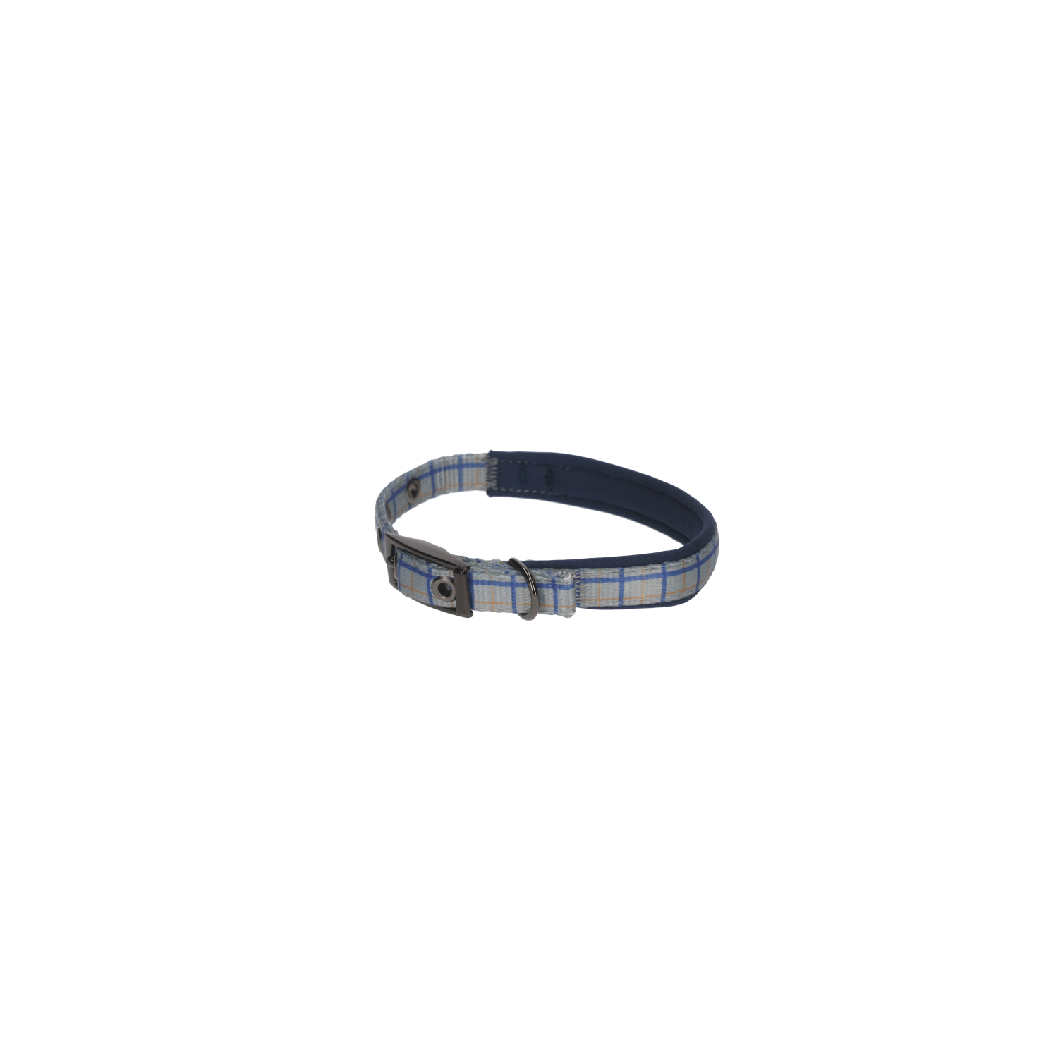 Rufus & Rosie Padded Check Dog Collar, Small, Grey