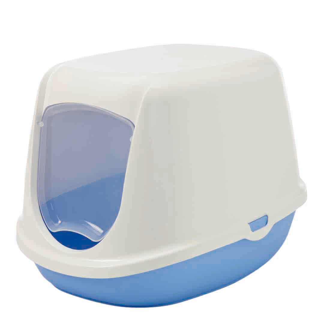 Savic Duchess Hooded Cat Litter Tray Blue & White