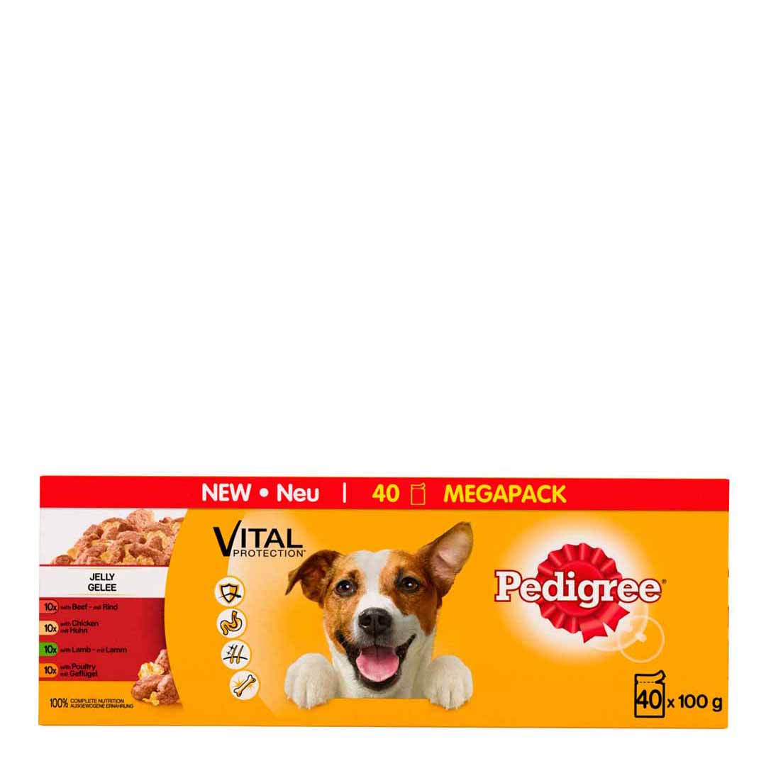 Pedigree Wet Dog Food Pouches In Jelly 40x100g