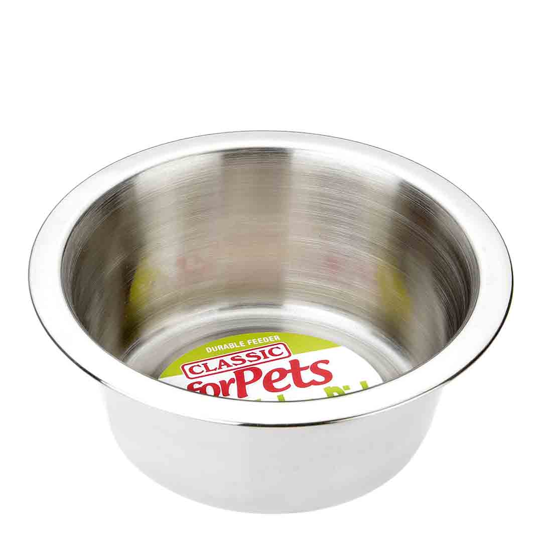 Classic Stainless Steel Dish Dog Bowl 475ml, 13.5cm Diameter