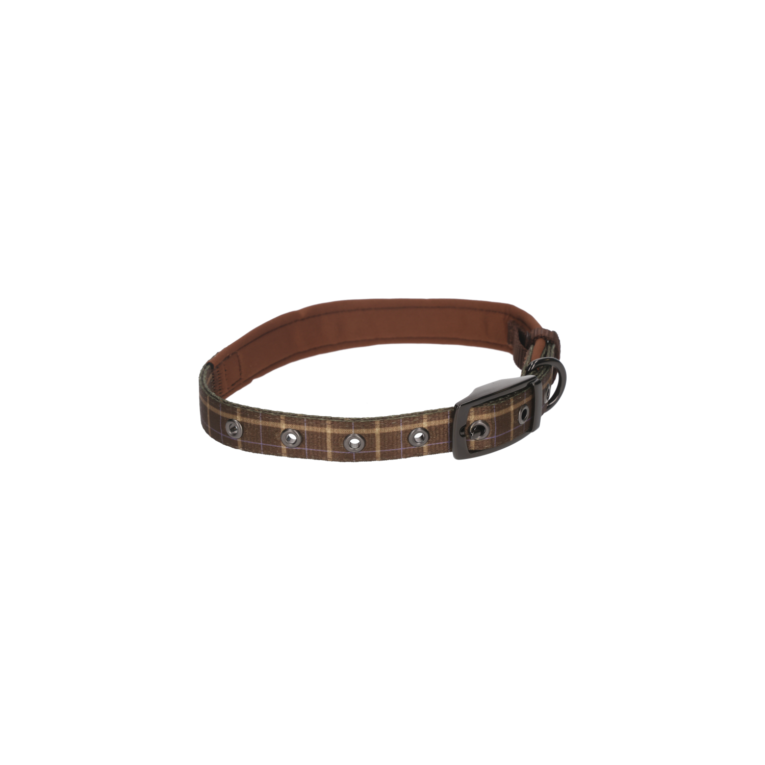 Rufus & Rosie Padded Check Collar, Large, Brown