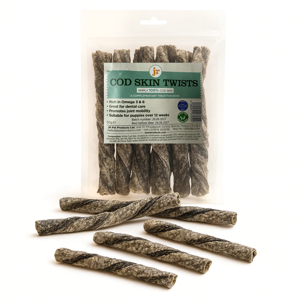 Jr Pet Products Cod Skin Twists 60g