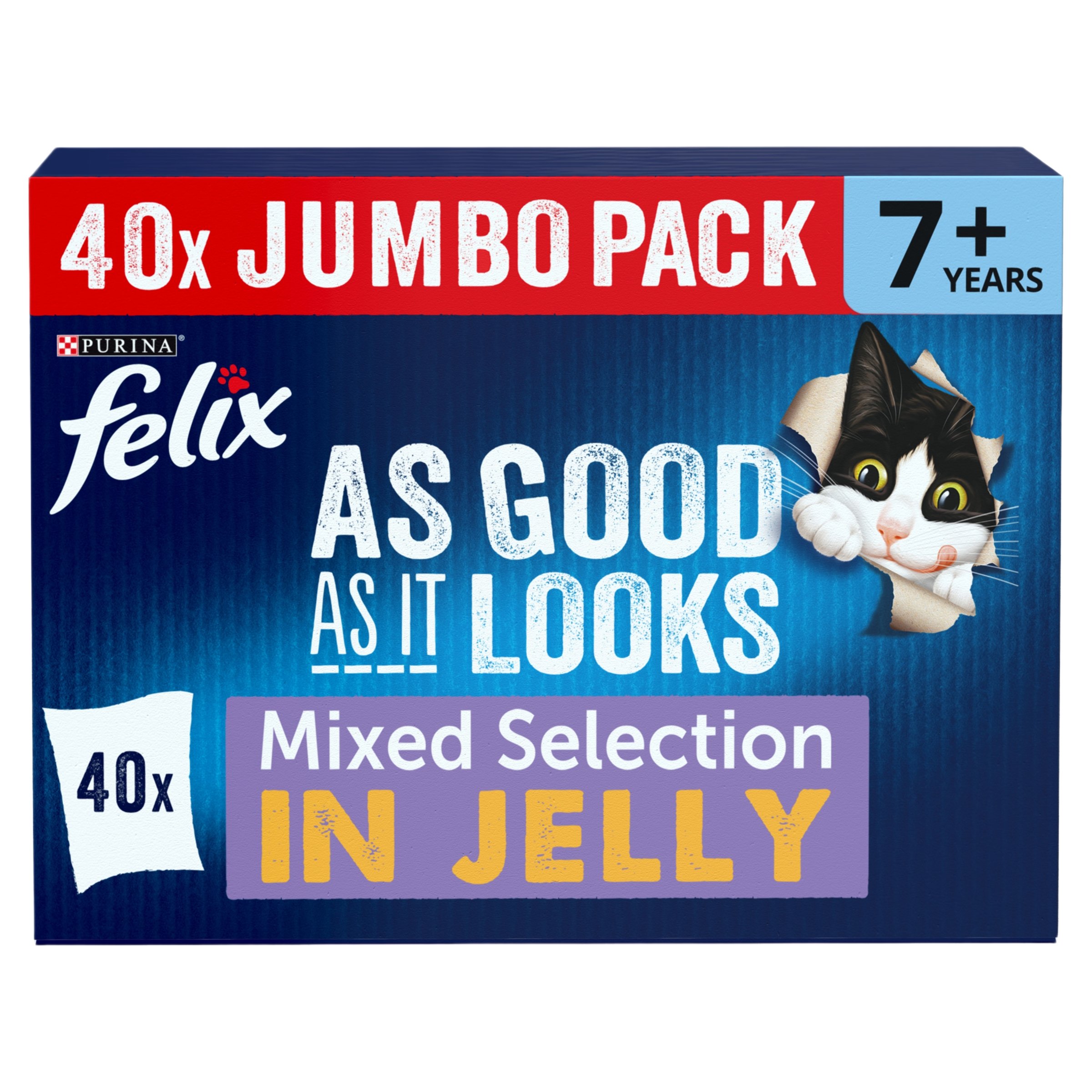 Felix As Good As it Looks Senior 7+ Mixed in Jelly Wet Cat Food 40x85g