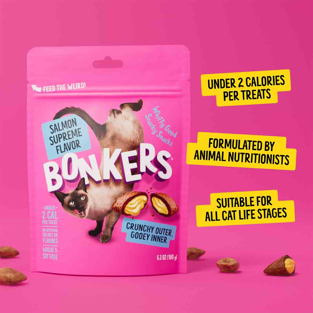 Bonkers Cat Bites, Salmon Supreme Flavoured Cat Treats 180g
