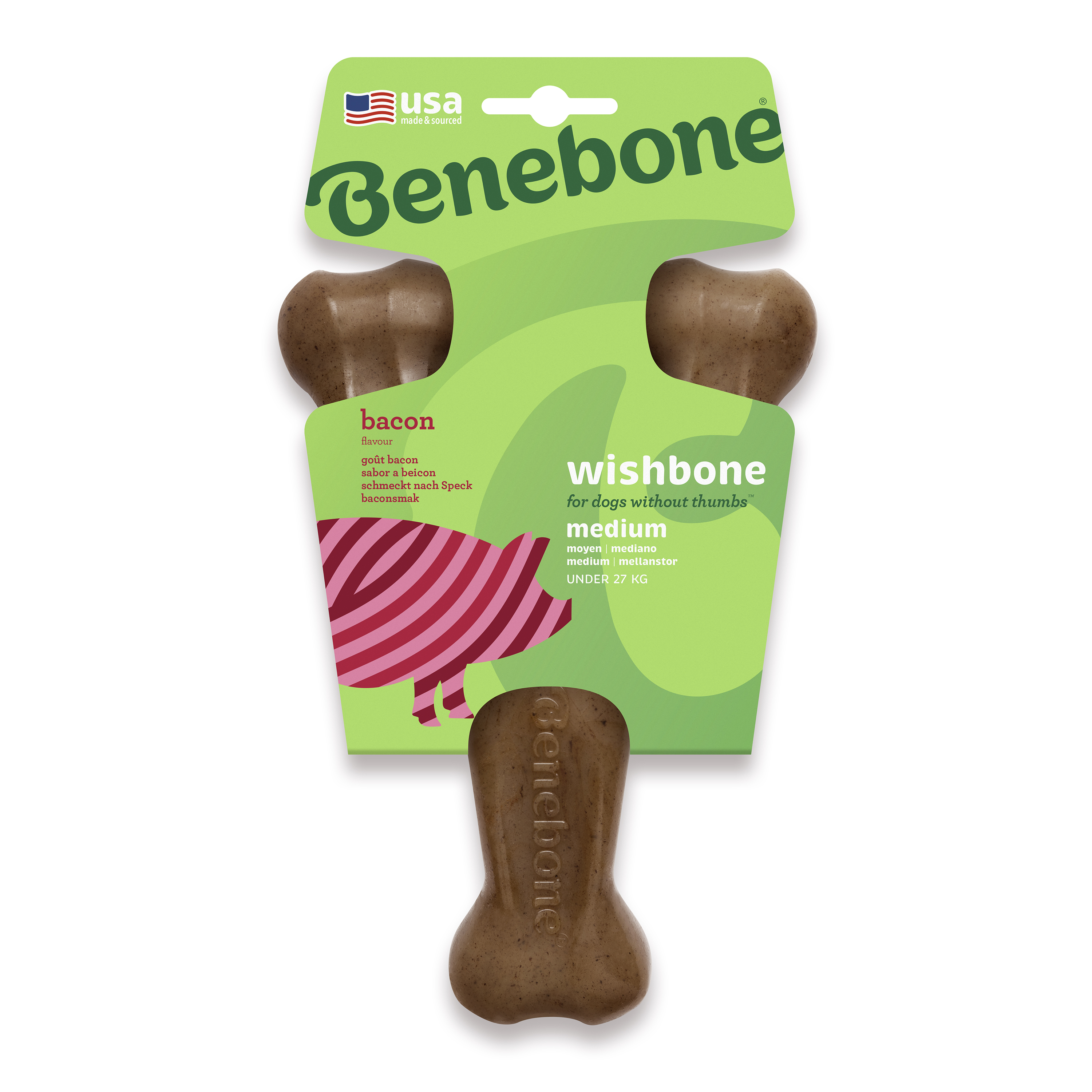 Benebone Wishbone Bacon Dog Toy Medium