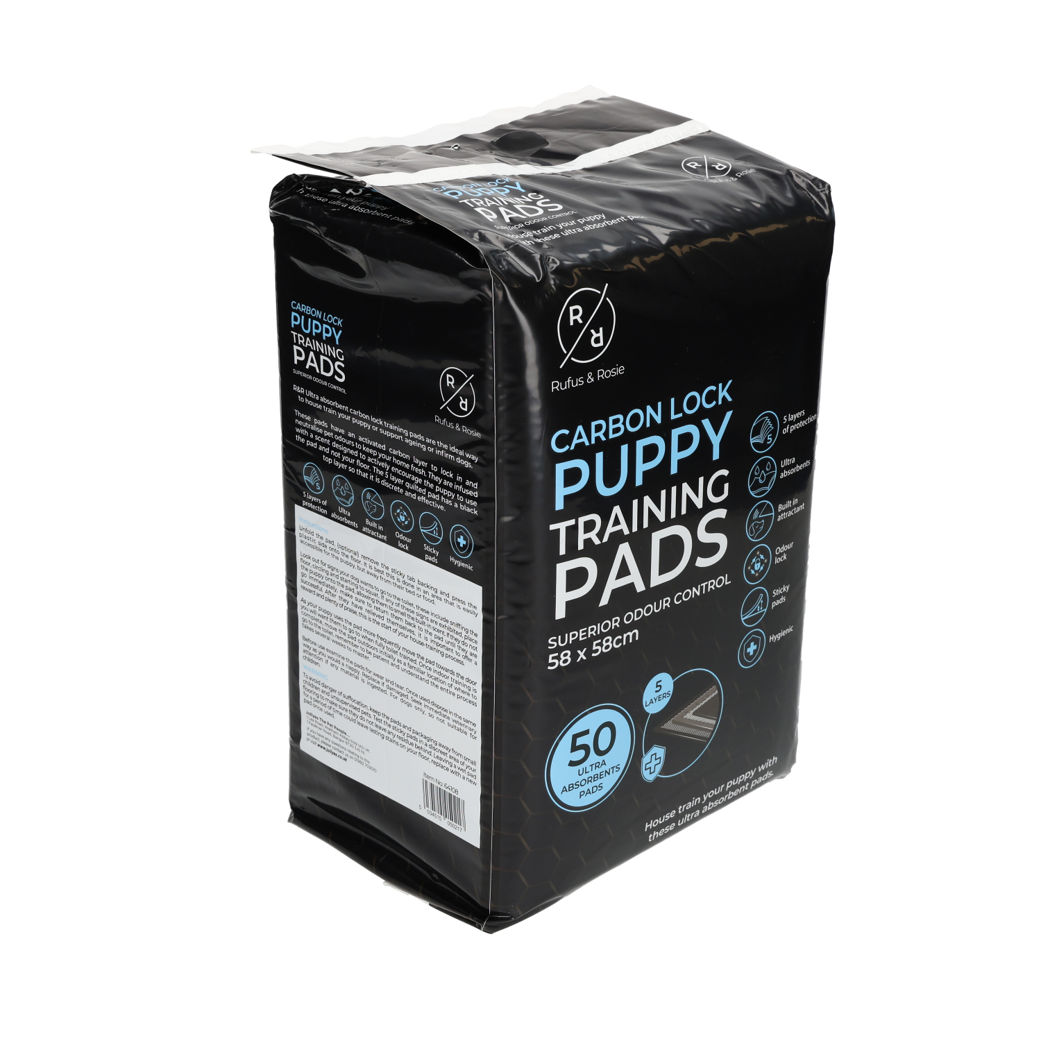 Rufus & Rosie Puppy Pads, Carbon Lock,