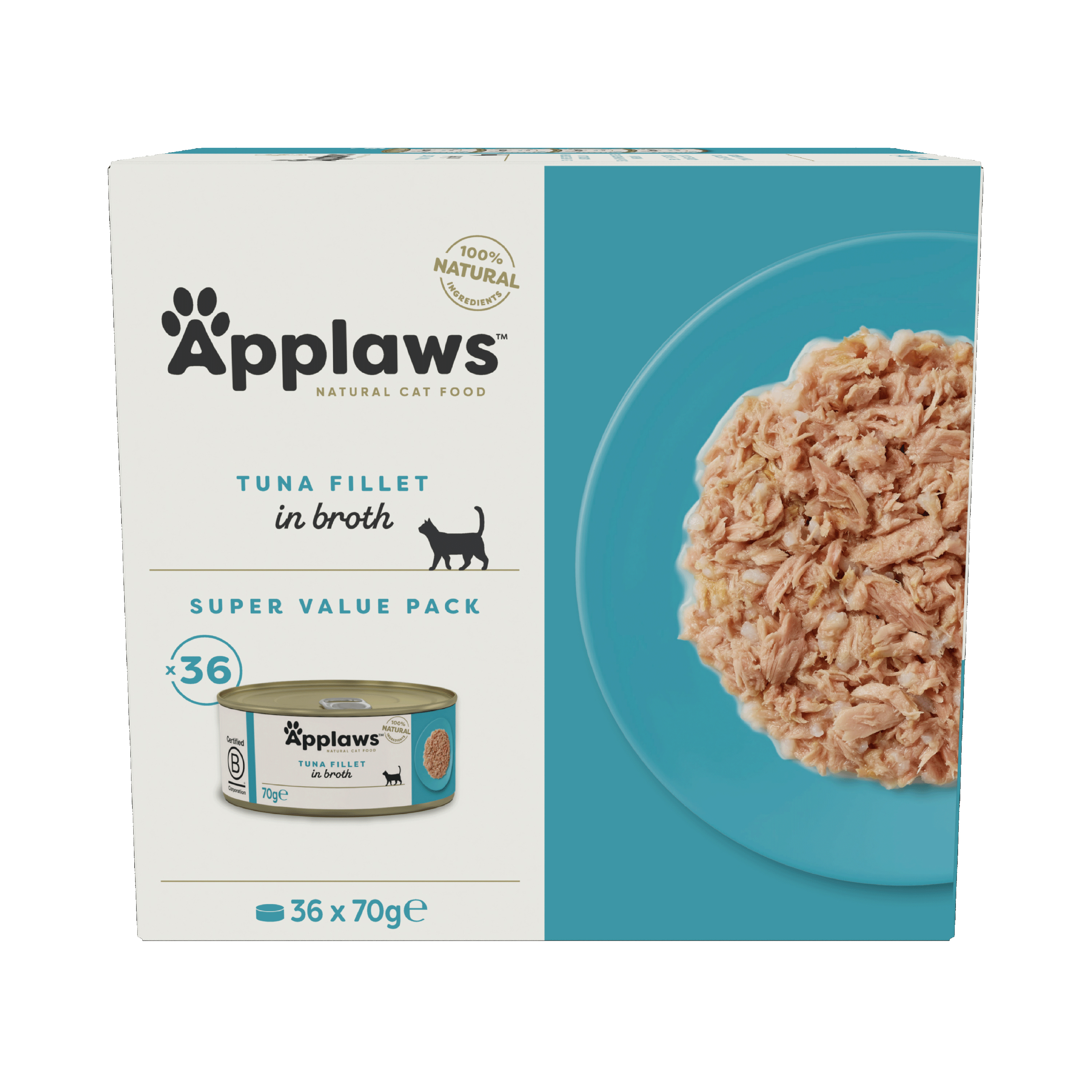 Applaws Natural Wet Cat Food Tuna Selection in Broth 36x70g Tins