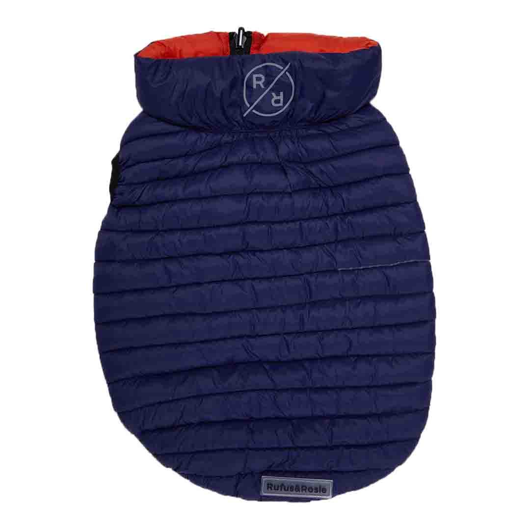 Rufus & Rosie Red Reversable Puffer Jacket, Small+ Dog Coat