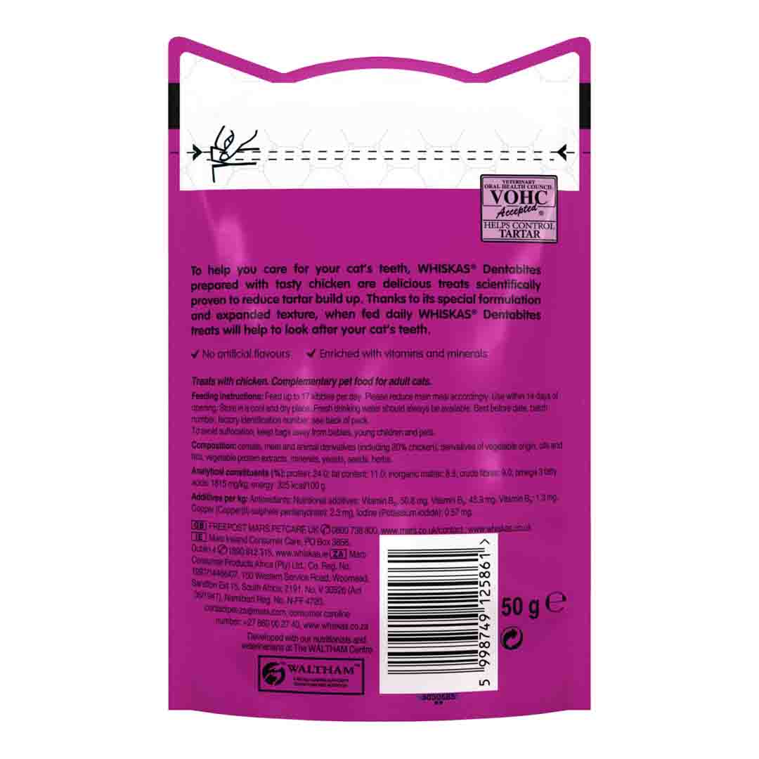 Whiskas DENTAbites with Chicken Cat Treats, 40g