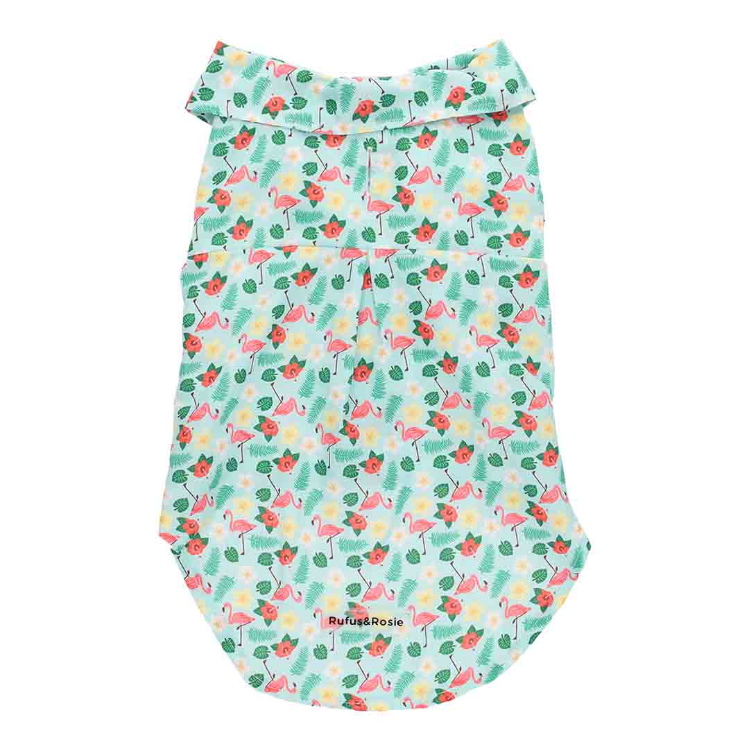Rufus & Rosie Flamingo Hawaiian Dog Shirt