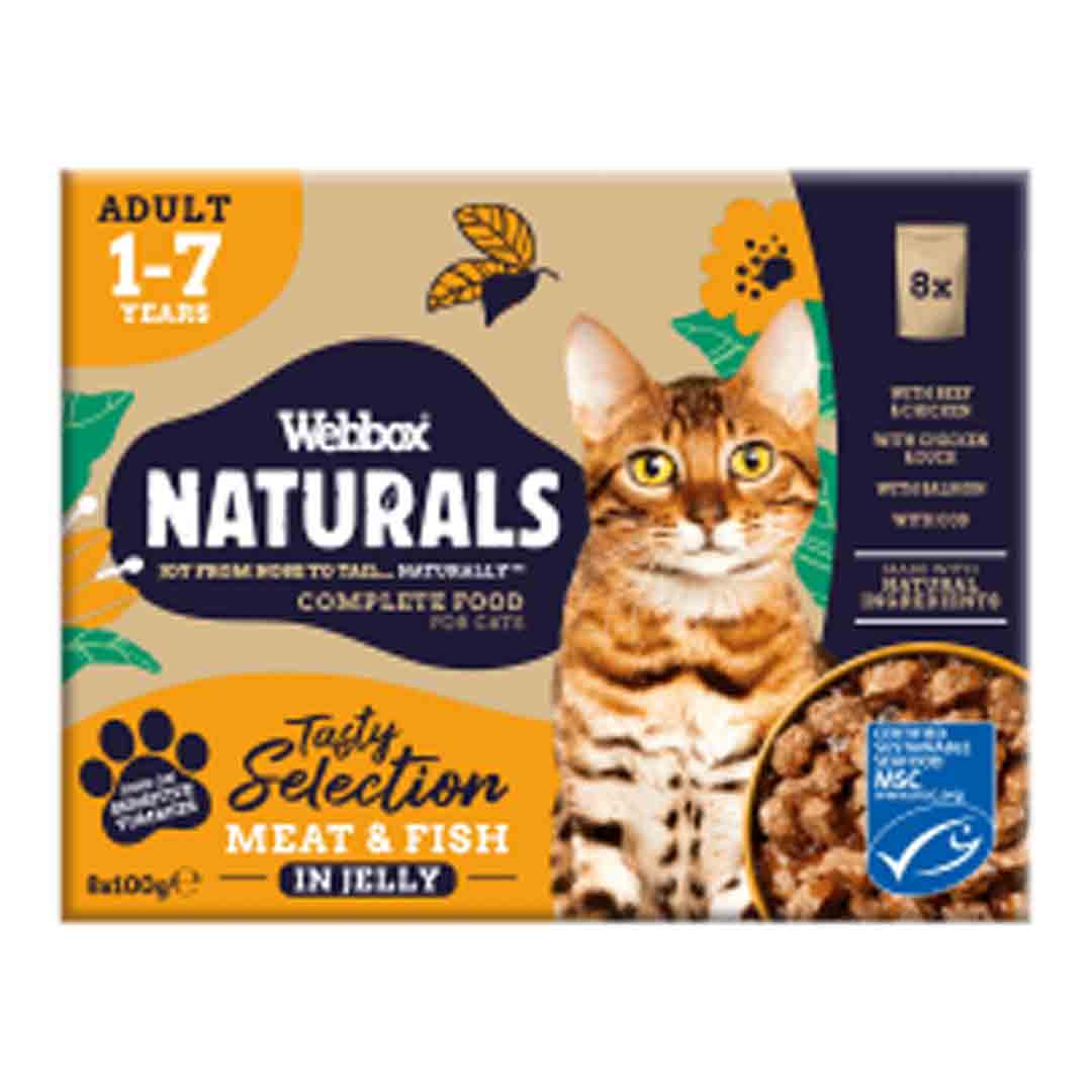Webbox Naturals Cat Food Mixed in Jelly Selection 8x100g 